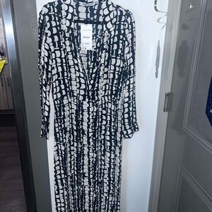 Zara The Mindy Dress – Black & White Geometric Print, XL